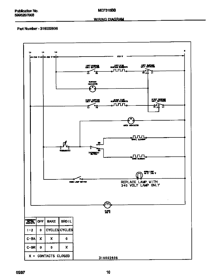 WIRING DIAGRAM Diagram and Parts List for MEF318BBWF  Frigidaire Range