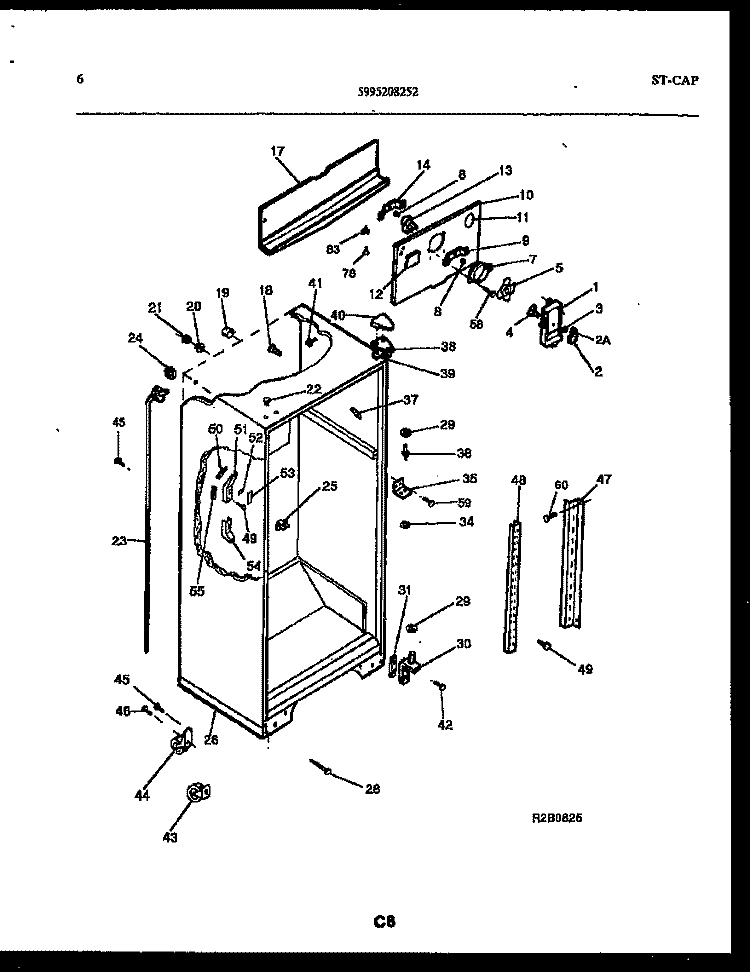CABINET PARTS Diagram and Parts List for FPCE21TPW0  Frigidaire Refrigerator