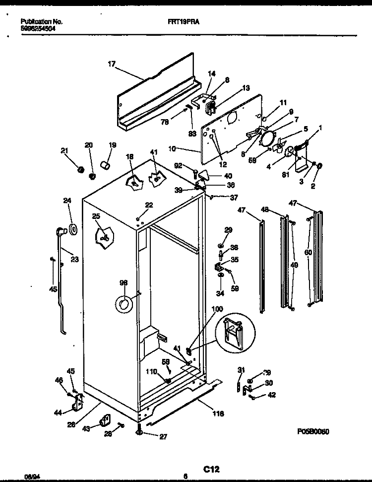 CABINET PARTS Diagram and Parts List for FRT19PRAD1  Frigidaire Refrigerator