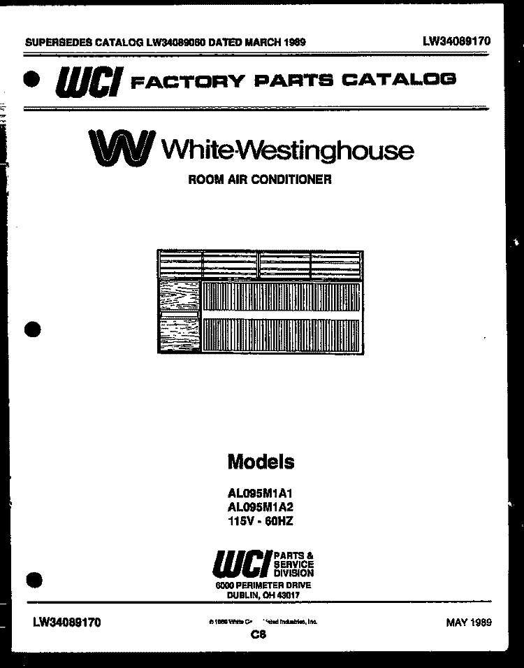 COMPRESSOR PARTS Diagram and Parts List for AL095M1A2  Frigidaire Air Conditioner