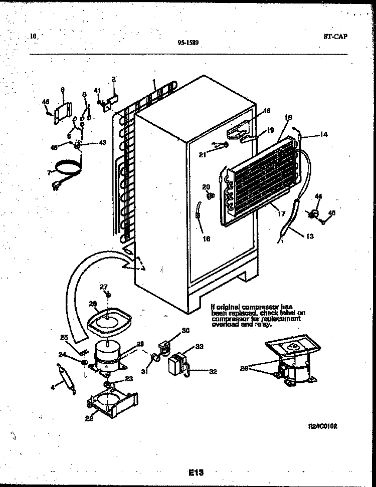 SYSTEM AND AUTOMATIC DEFROST PARTS Diagram and Parts List for 95-1589-23-01  Tappan Refrigerator