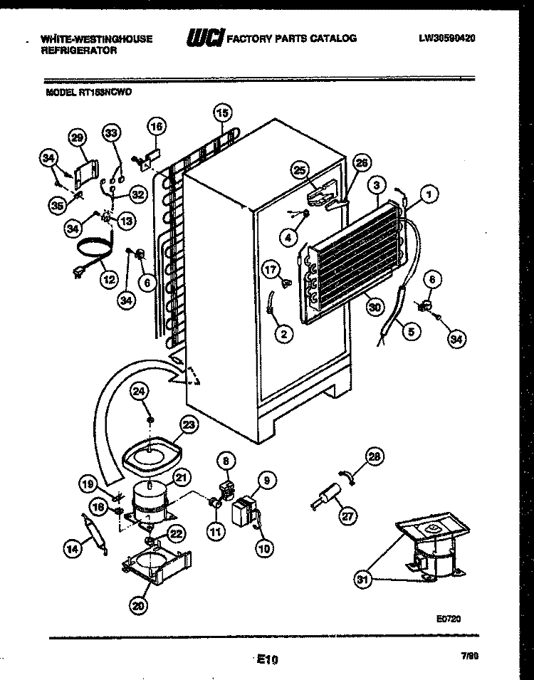 SYSTEM AND AUTOMATIC DEFROST PARTS Diagram and Parts List for RT153NCD0  Frigidaire Refrigerator