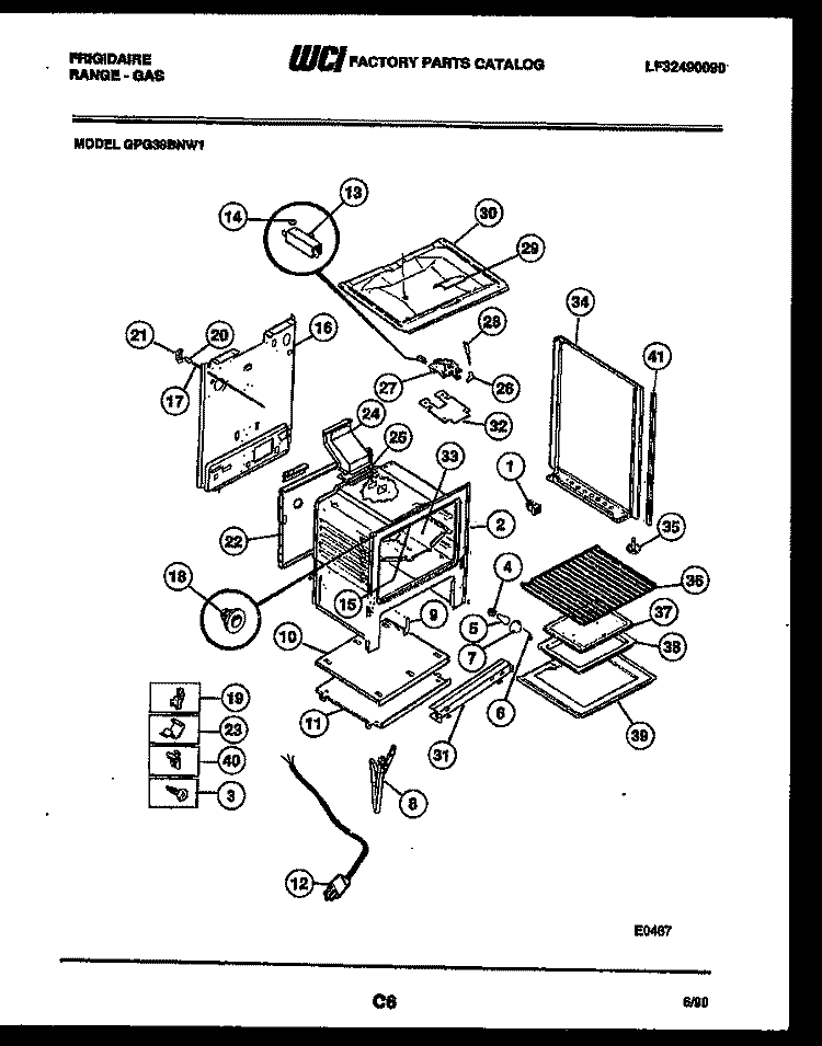 BODY PARTS Diagram and Parts List for GPG38BNL1  Frigidaire Range