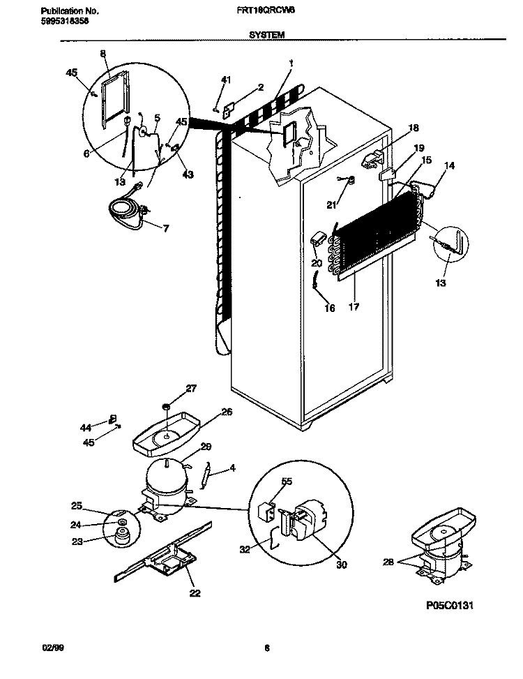 SYSTEM Diagram and Parts List for FRT18QRCW6  Frigidaire Refrigerator