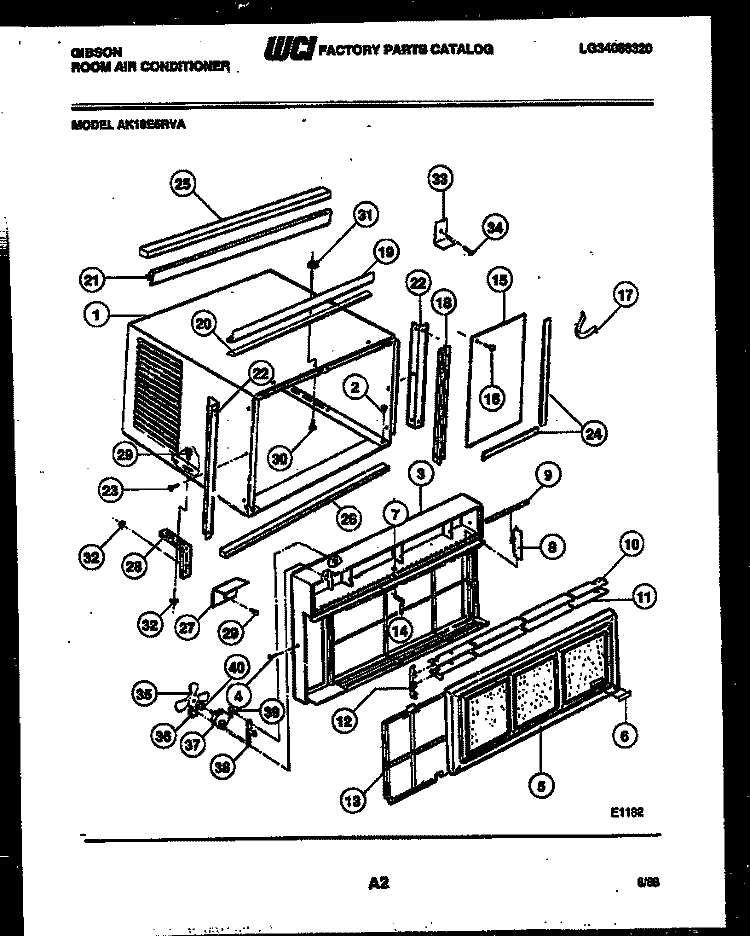 CABINET PARTS Diagram and Parts List for AK18E5RVA  Gibson Air Conditioner