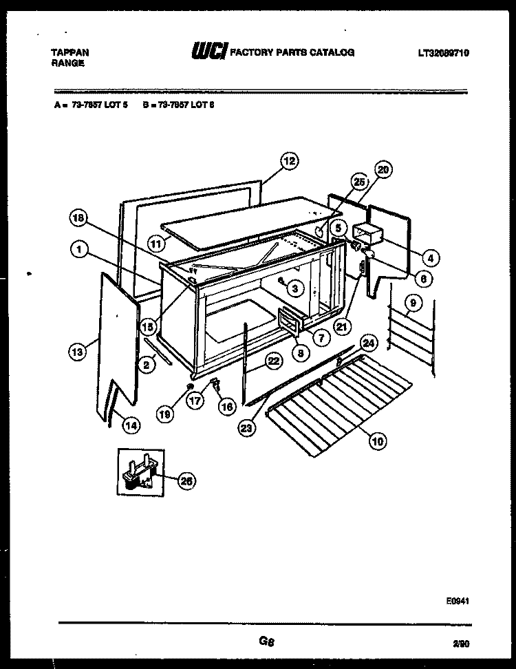 UPPER BODY PARTS Diagram and Parts List for 73-7857-00-05  Tappan Range