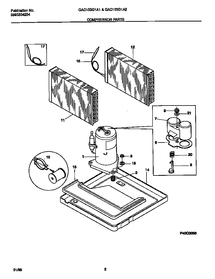 COMPRESSOR PARTS Diagram and Parts List for GAC103G1A1  Gibson Air Conditioner
