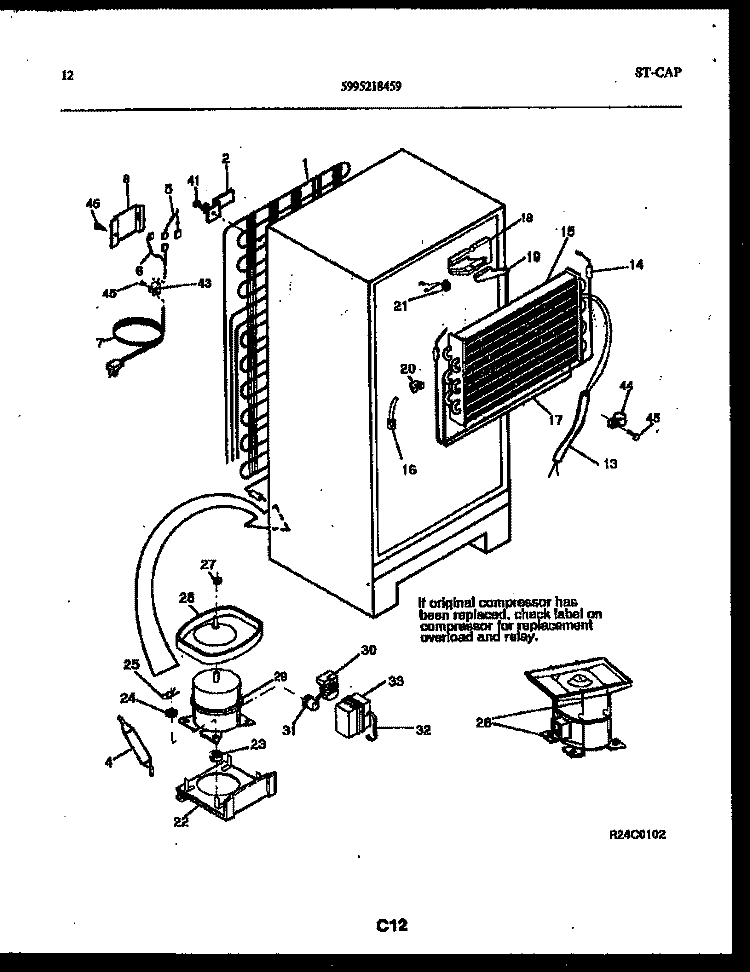 SYSTEM AND AUTOMATIC DEFROST PARTS Diagram and Parts List for RT193MCD2  Frigidaire Refrigerator