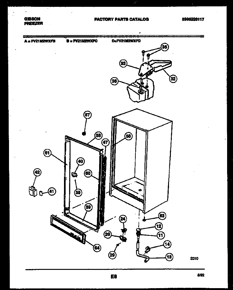 CABINET PARTS Diagram and Parts List for FV21M2WXFD  Gibson Freezer