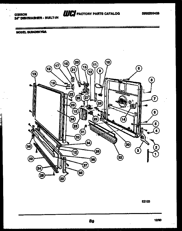 DOOR PARTS Diagram and Parts List for SU24D5KYGA  Gibson Dishwasher