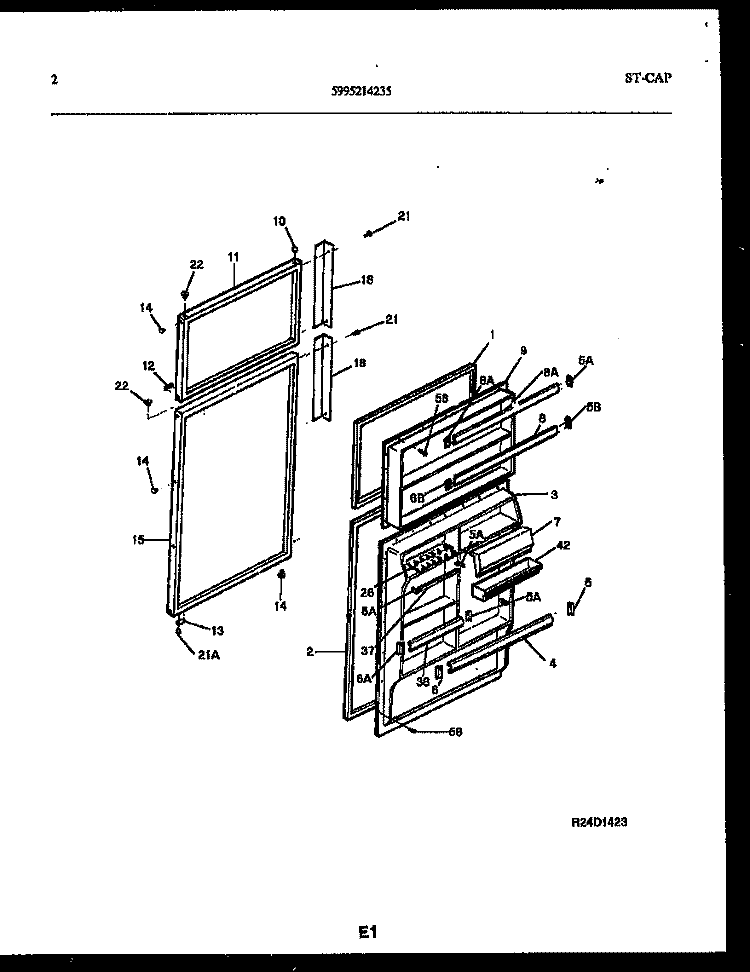 DOOR PARTS Diagram and Parts List for FPW18TPLL1  Frigidaire Refrigerator