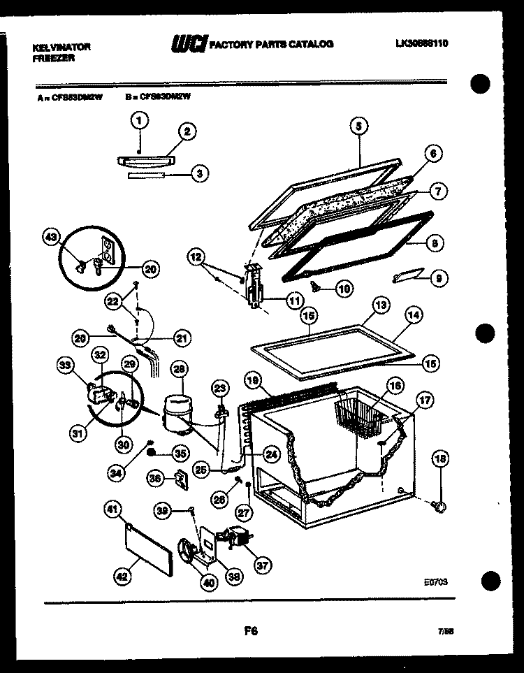 CHEST FREEZER PARTS Diagram and Parts List for CFS83DM2W  Kelvinator Freezer