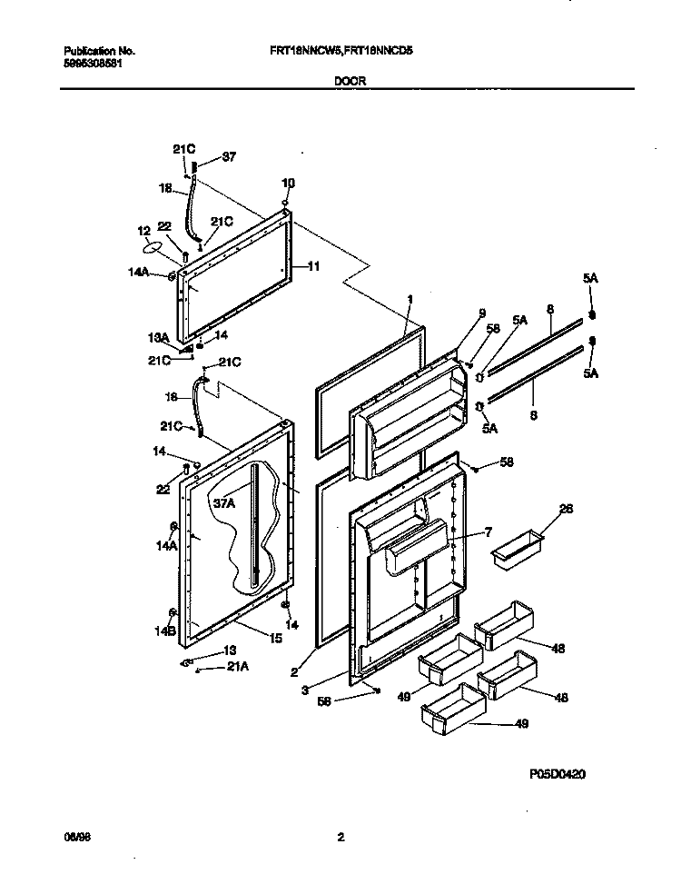 DOOR Diagram and Parts List for FRT18NNCD5  Frigidaire Refrigerator
