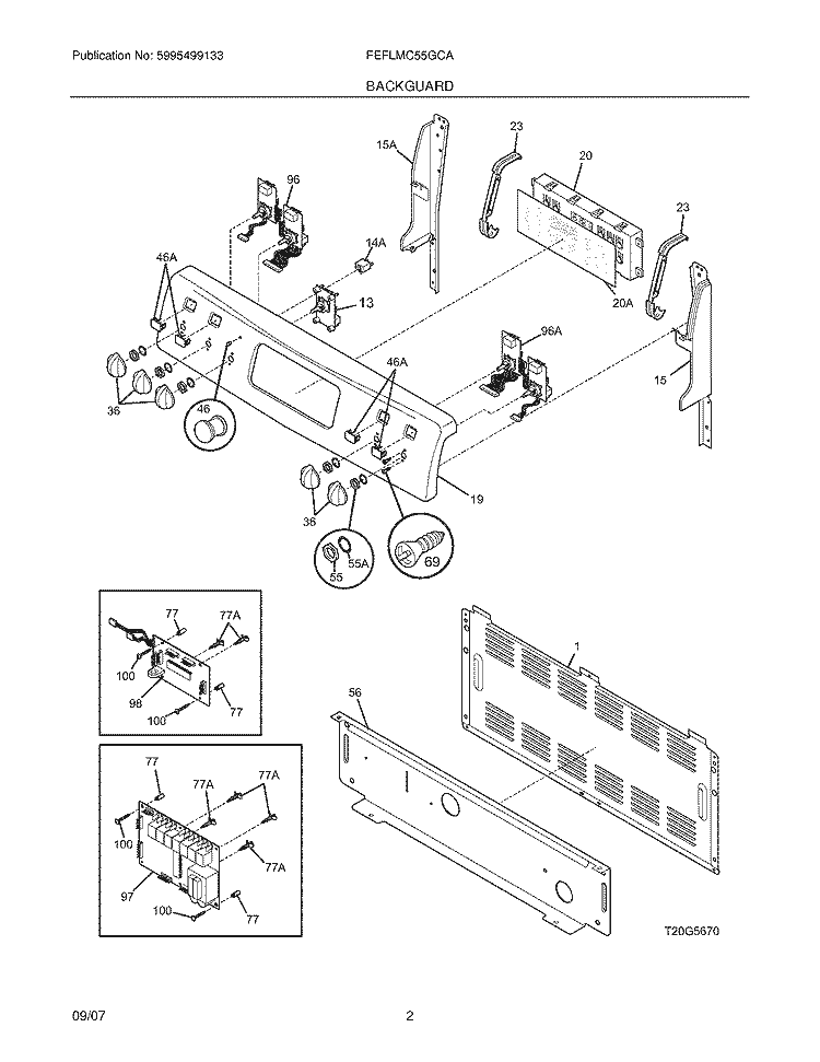 BACKGUARD Diagram and Parts List for FEFLMC55GCA  Frigidaire Range