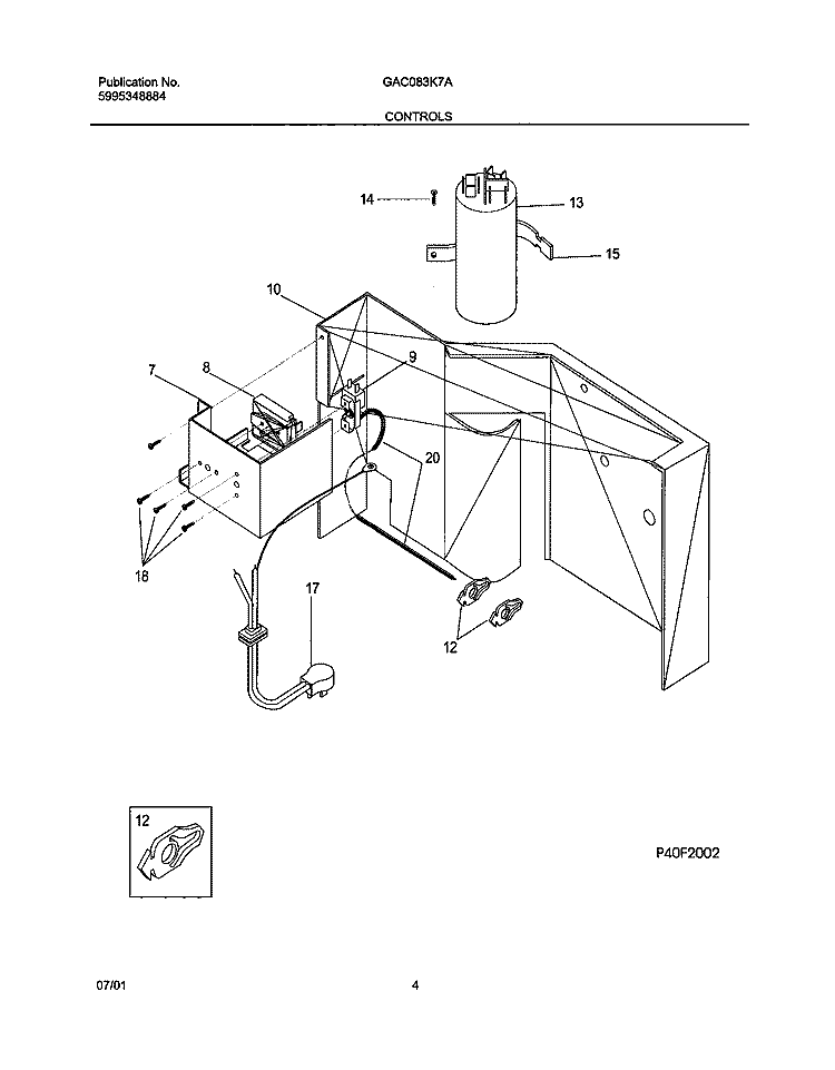CONTROLS Diagram and Parts List for GAC083K7A1  Gibson Air Conditioner