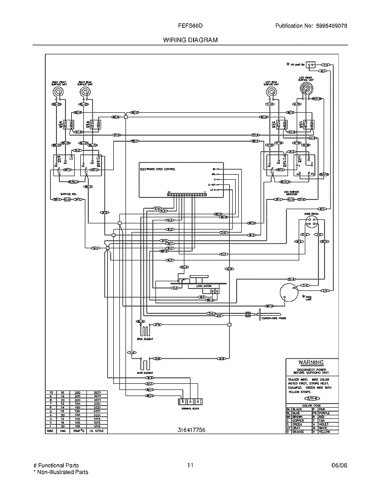 WIRING DIAGRAM Diagram and Parts List for FEFS66DQH  Frigidaire Range
