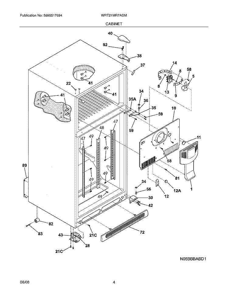 CABIN Diagram and Parts List for WRT21MR7ASM  Crosley Refrigerator