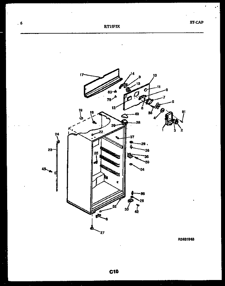 CABINET PARTS Diagram and Parts List for RT15F5YX4B  Gibson Refrigerator