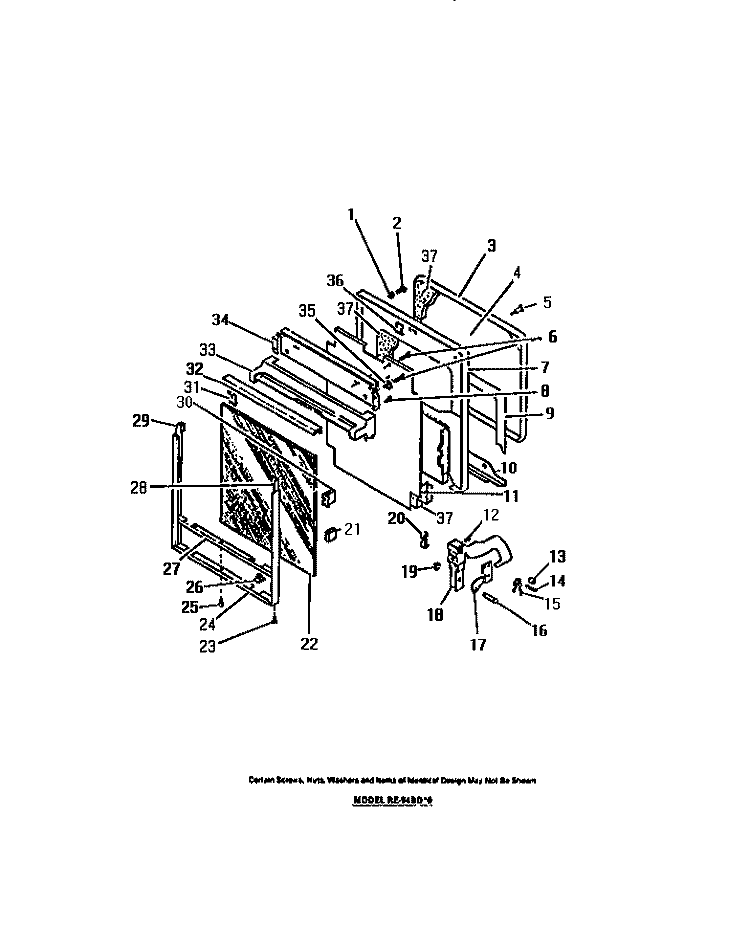 OVEN DOOR, PANELS Diagram and Parts List for RE94BDB0  Frigidaire Wall Oven
