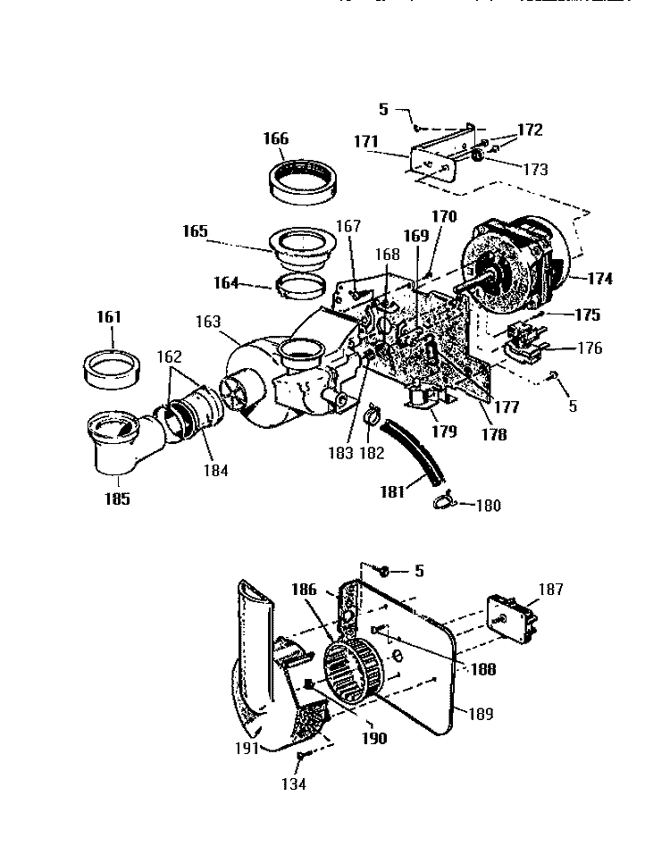 PUMP, MOTOR, POWER DRY ASSEMBLY Diagram and Parts List for SU900DXR5  Frigidaire Dishwasher