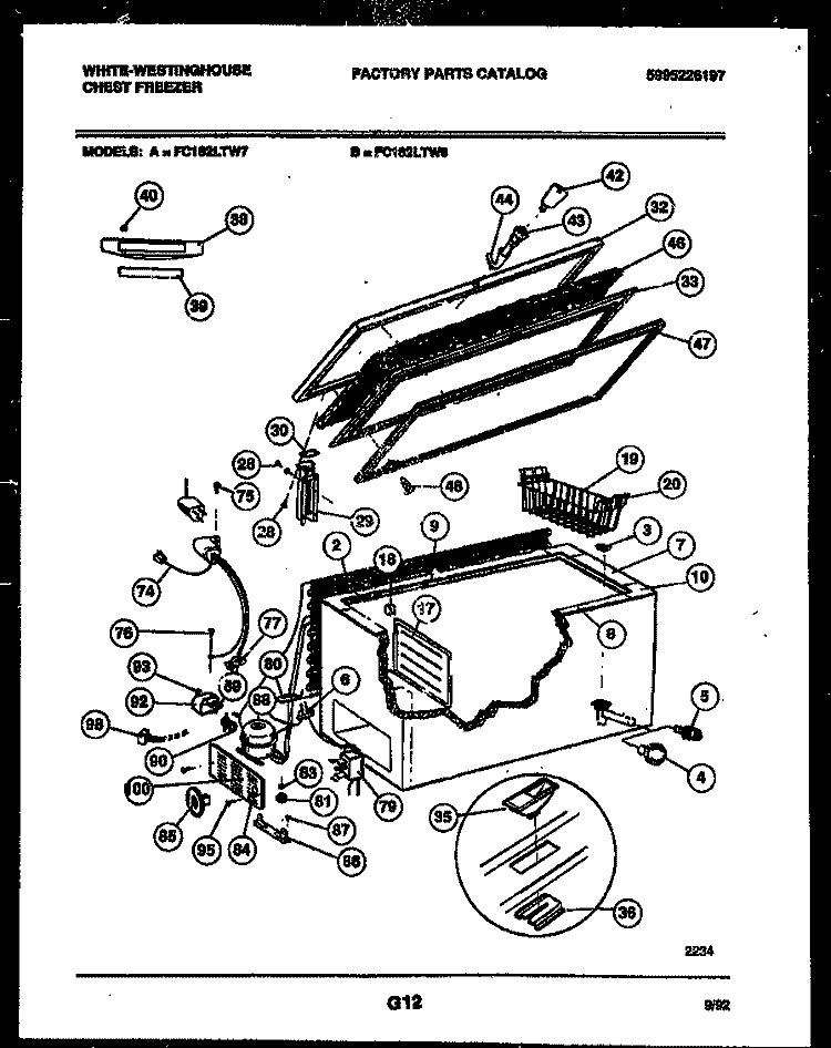 CHEST FREEZER PARTS Diagram and Parts List for FC182LTW7  Frigidaire Freezer