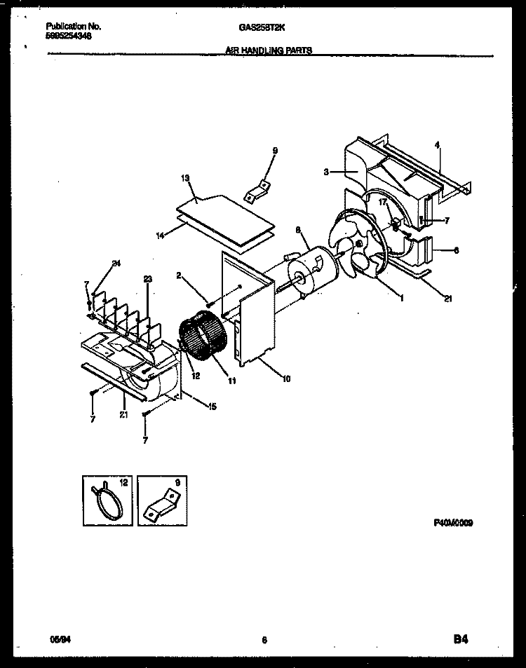 AIR HANDLING PARTS Diagram and Parts List for GAS258T2K1  Gibson Air Conditioner