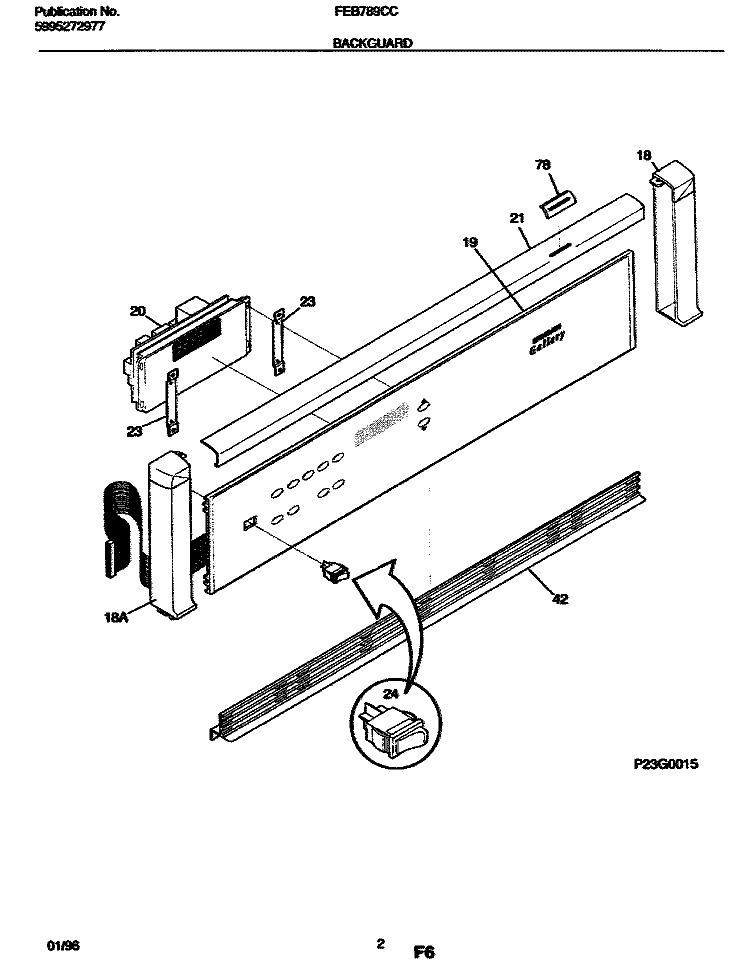 BACKGUARD Diagram and Parts List for FEB789CCB1  Frigidaire Wall Oven