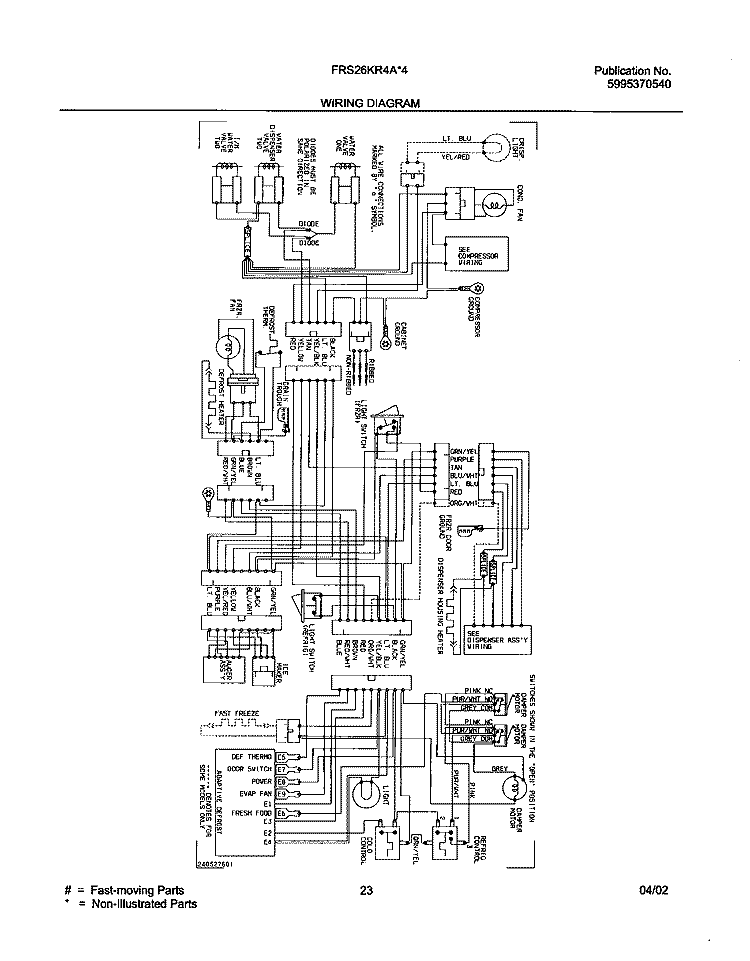 WIRING DIAGRAM Diagram and Parts List for FRS26KR4AQ4  Frigidaire Refrigerator