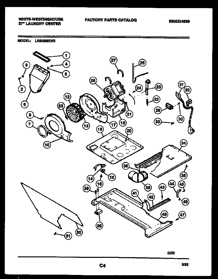 MOTOR AND BLOWER PARTS Diagram and Parts List for LE600MXD3  Frigidaire Washer Dryer Combo