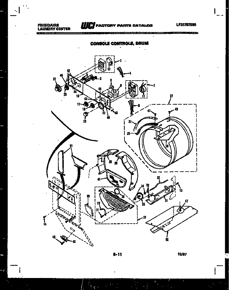 CONSOLE, CONTROL AND DRUM Diagram and Parts List for LC248EL0  Frigidaire Washer Dryer Combo
