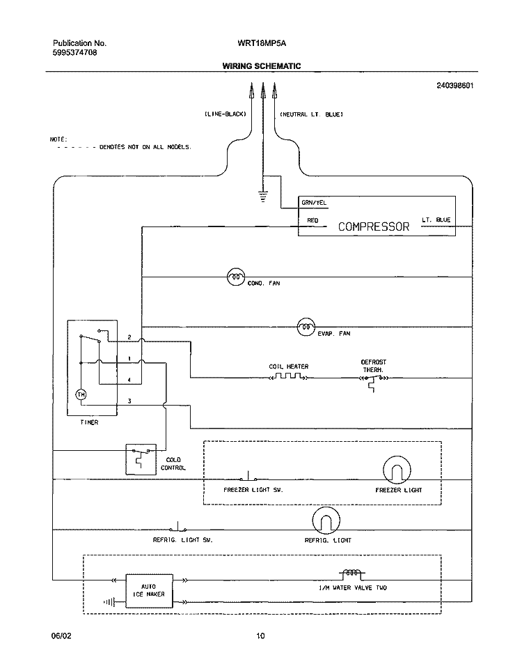 WIRING SCHEMATIC Diagram and Parts List for WRT18MP5AQ2  Westinghouse Refrigerator