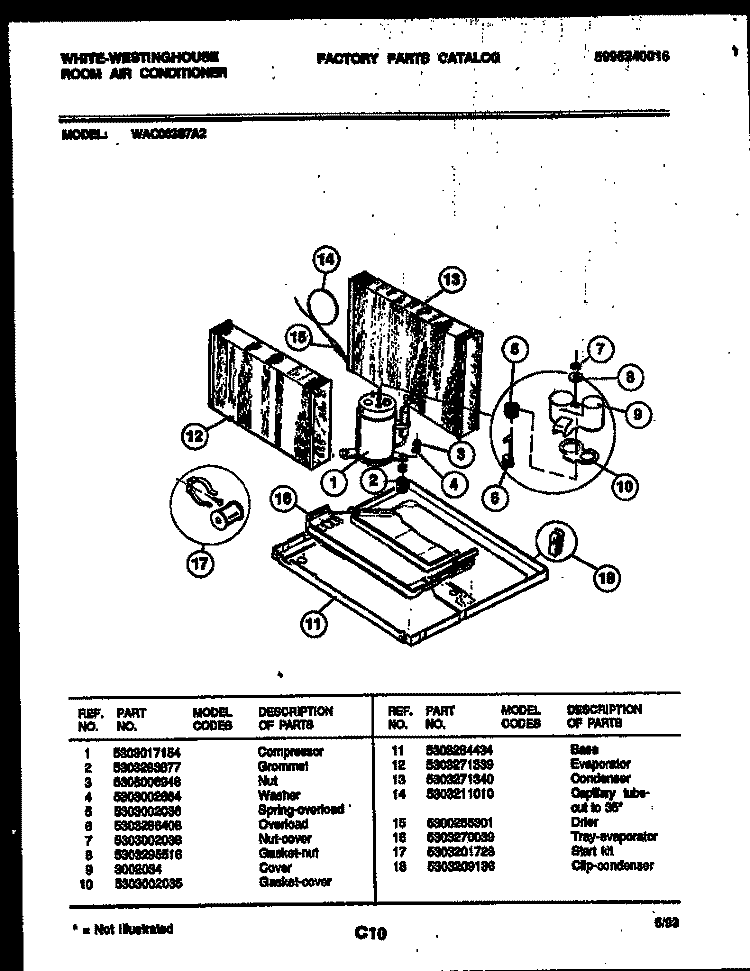 UNIT PARTS Diagram and Parts List for WAC063S7A2  Frigidaire Air Conditioner