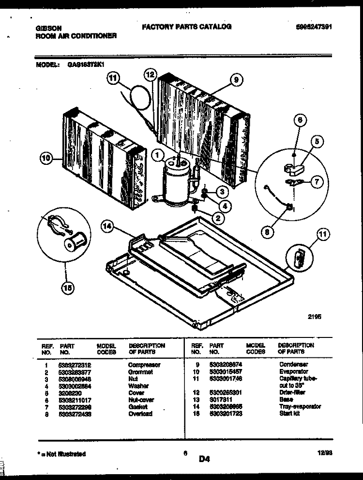 SYSTEM PARTS Diagram and Parts List for GAS183T2K1  Gibson Air Conditioner
