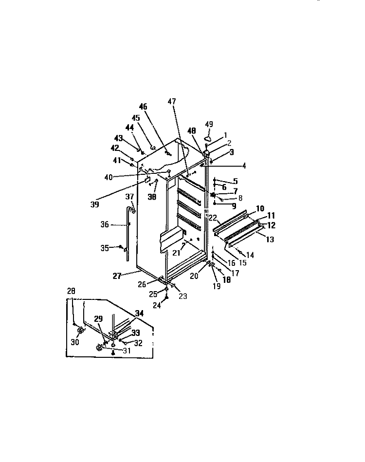 CABINET Diagram and Parts List for FPD16TCL0  Frigidaire Refrigerator