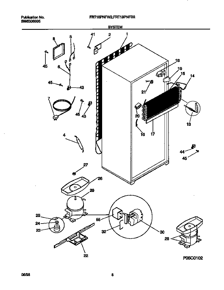 SYSTEM Diagram and Parts List for FRT18PNFD2  Frigidaire Refrigerator