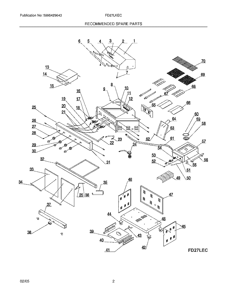 UNIT Diagram and Parts List for FD27LKEC  Frigidaire Grill