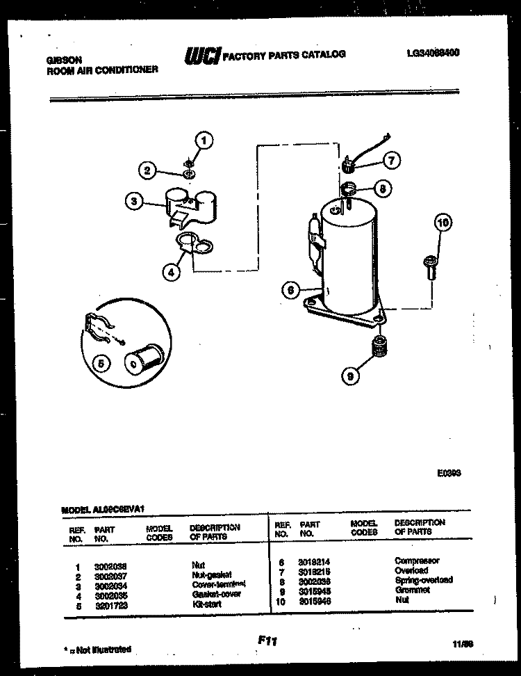 COMPRESSOR PARTS Diagram and Parts List for AM09C6EVA1  Gibson Air Conditioner