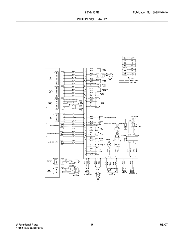 WIRING SCHEMATIC Diagram and Parts List for LEVM30FE  Frigidaire Microwave