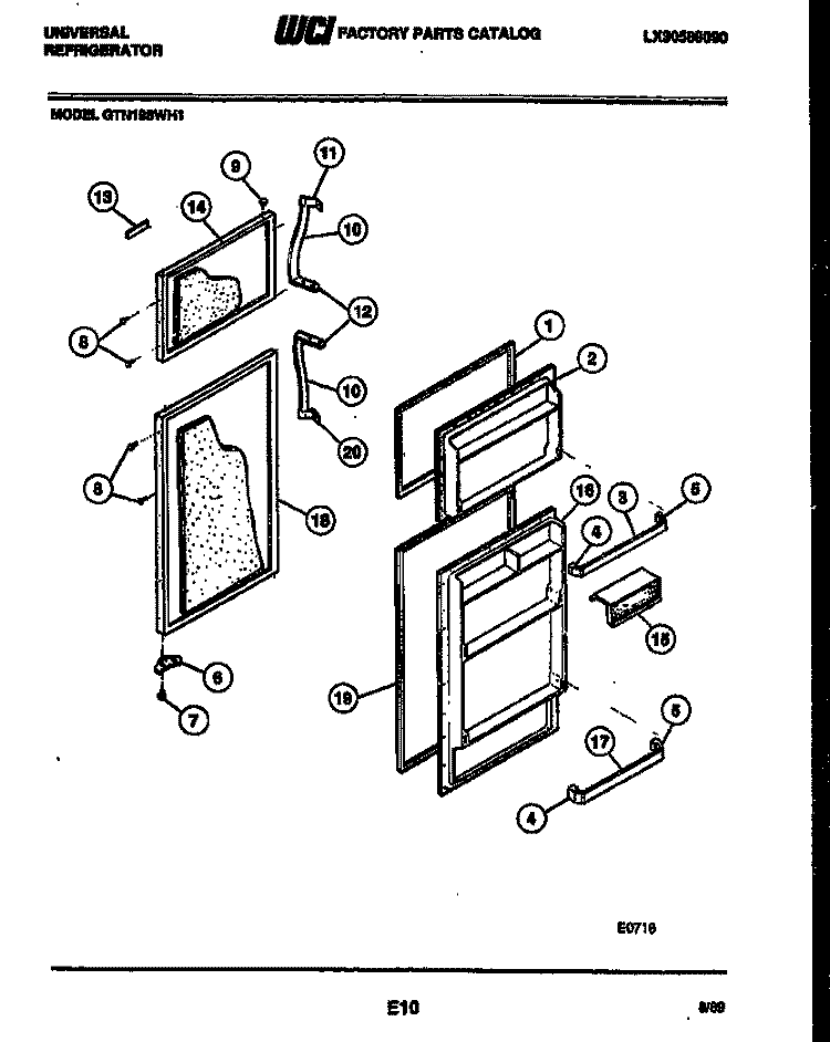 DOOR PARTS Diagram and Parts List for GTN198DH1  Frigidaire Refrigerator