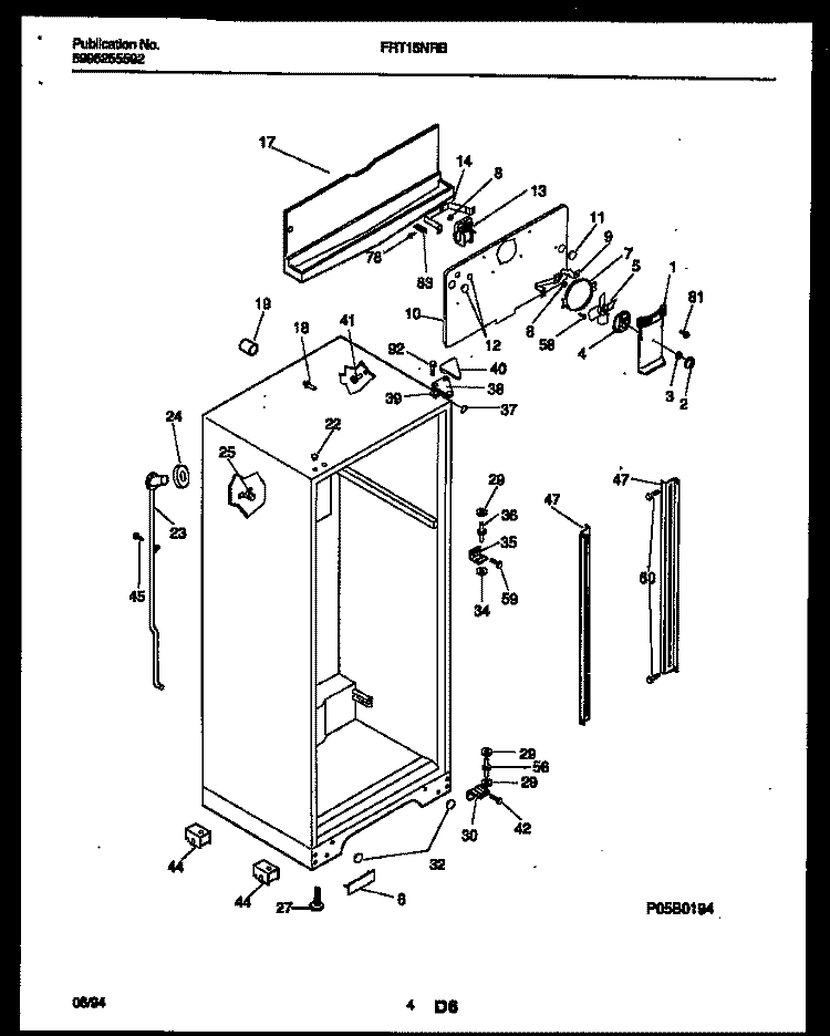 CABINET PARTS Diagram and Parts List for FRT15NRBD0  Frigidaire Refrigerator