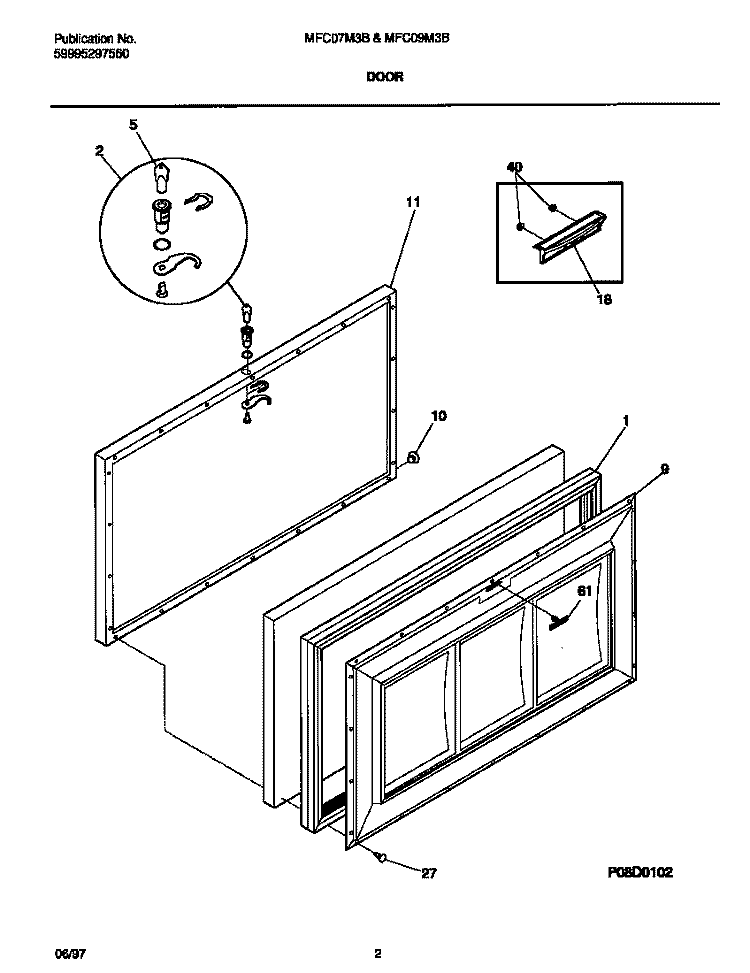 DOOR Diagram and Parts List for MFC07M3BW4  Frigidaire Freezer