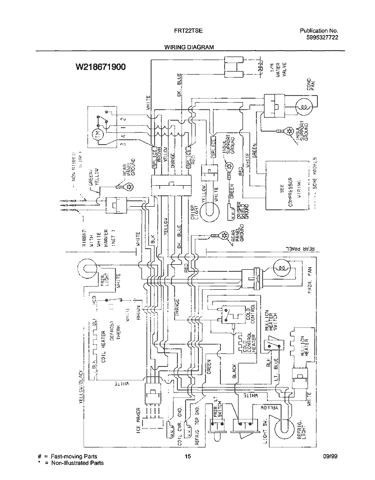 WIRING DIAGRAM Diagram and Parts List for FRT22TSEK5  Frigidaire Refrigerator