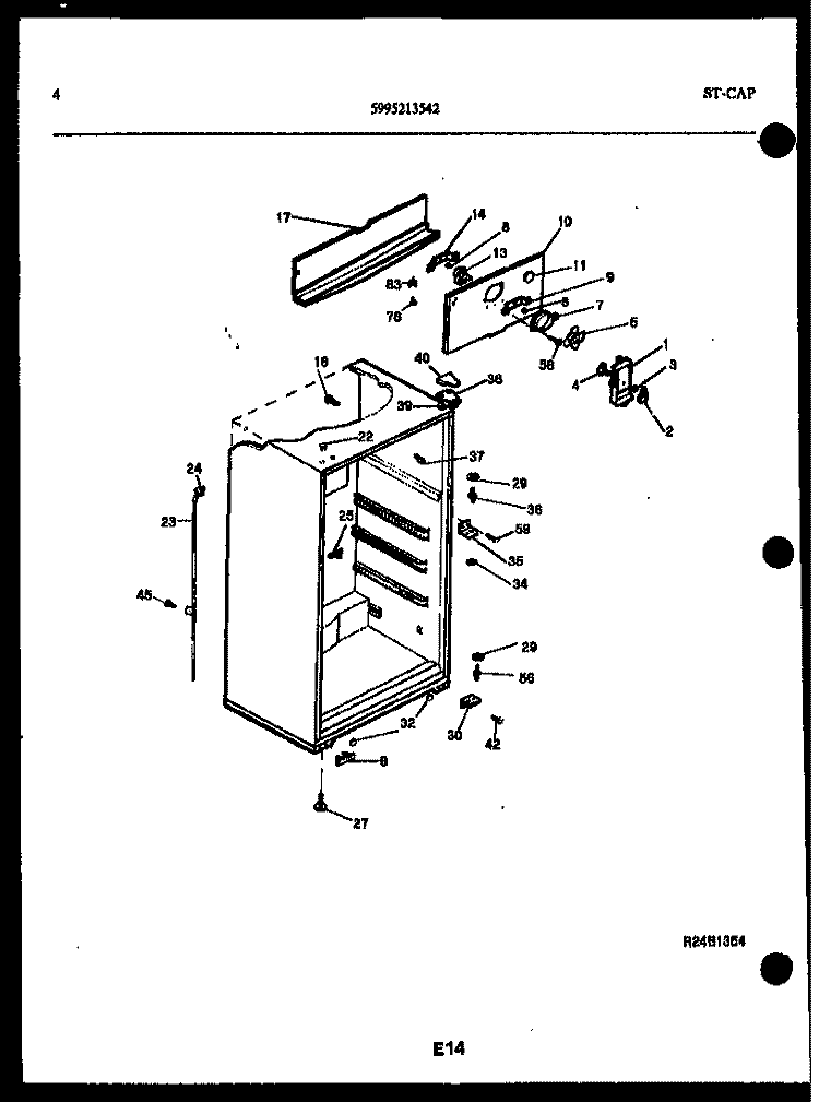 CABINET PARTS Diagram and Parts List for TSX130HN0D  Kelvinator Refrigerator