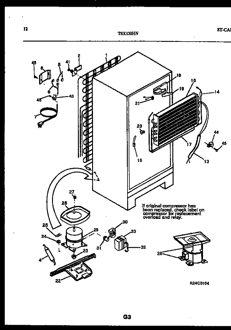 SYSTEM AND AUTOMATIC DEFROST PARTS Diagram and Parts List for TSX130HN1D  Kelvinator Refrigerator