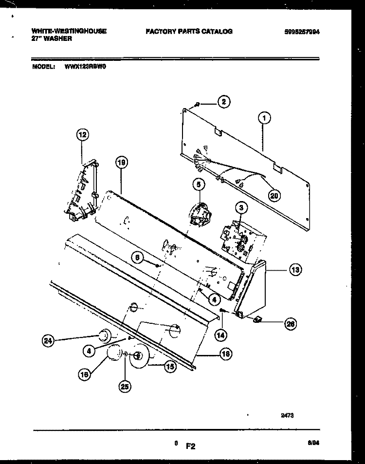 CONSOLE AND CONTROL PARTS Diagram and Parts List for WWX123RBW0  Frigidaire Washer
