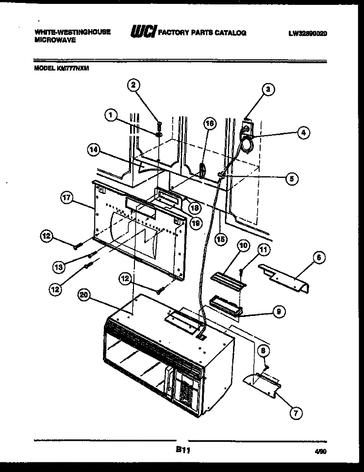 BODY AND INSTALLATION PARTS Diagram and Parts List for KM777NXM  Frigidaire Microwave
