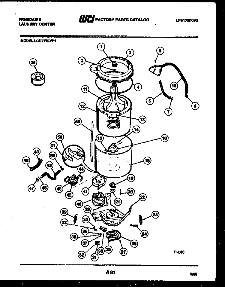 TUB DETAIL Diagram and Parts List for LCG771LL1  Frigidaire Washer Dryer Combo