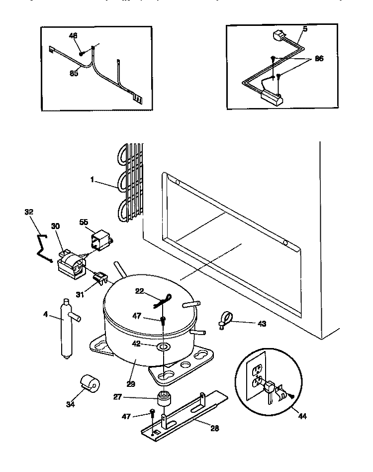SYSTEM Diagram and Parts List for FFC23M7CW2  Frigidaire Freezer