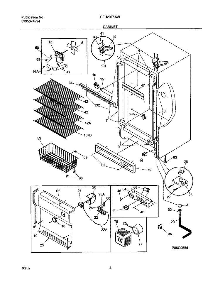 CABINET Diagram and Parts List for GFU20F5AW3  Gibson Freezer