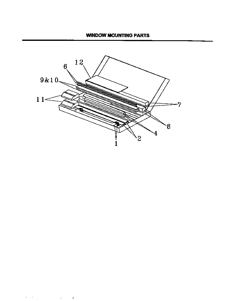 MOUNTING PARTS Diagram and Parts List for FAH106J1T1  Frigidaire Air Conditioner